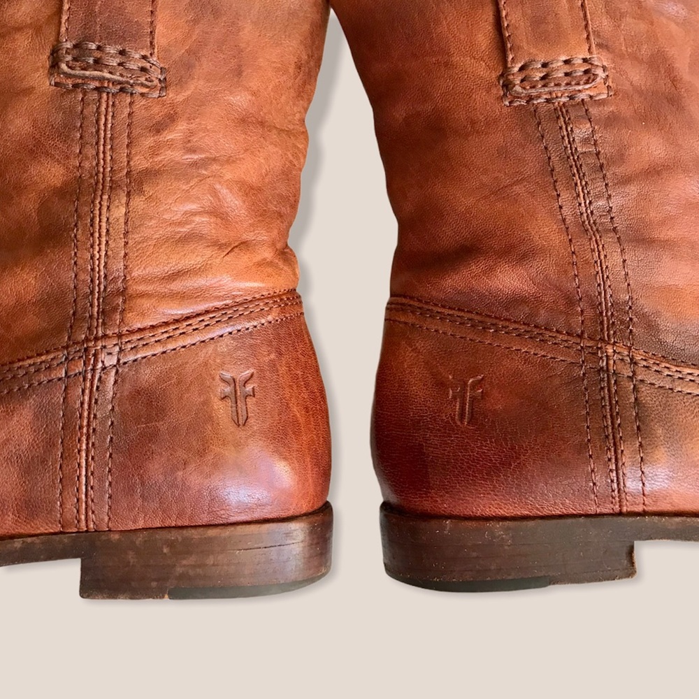 Frye Anna Short Cognac Leather Pull On Cute Boots - Picture 11 of 14
